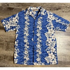 Blue‎ Hawaii Vintage Aloha Shirt Floral Button Up Island Core Men's M